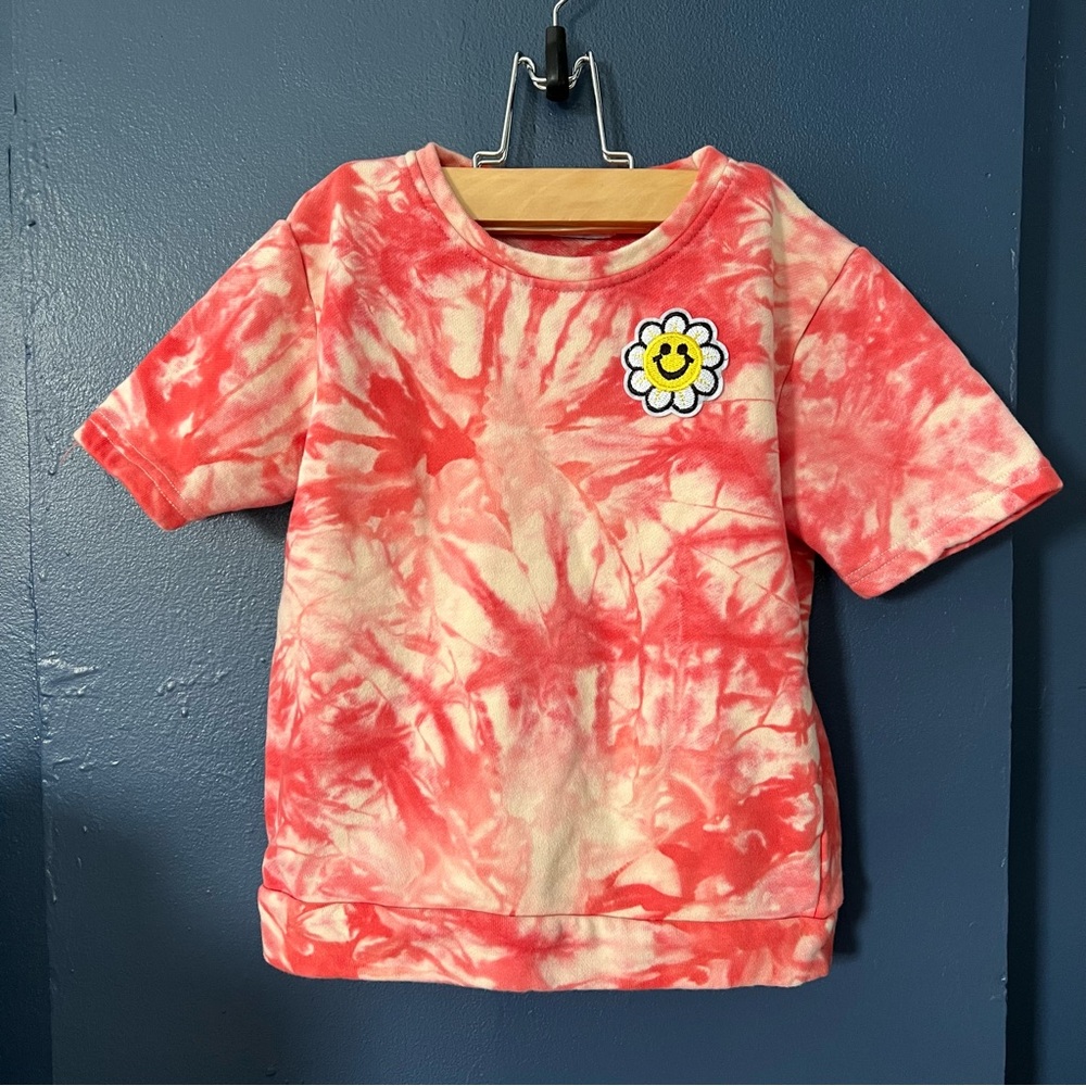 Lola + The Boys Tie-Dye Shirt with Smiley Patch